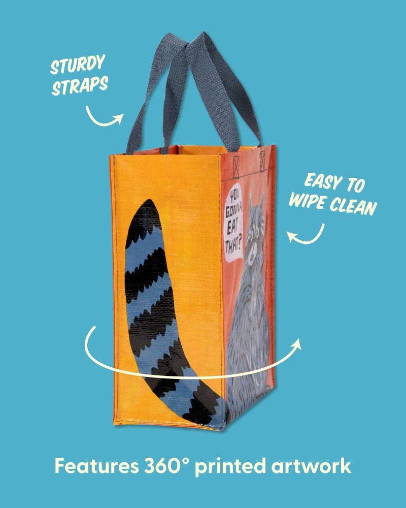 Blue Q Handy Tote Bag - You Gonna Eat That - Recycled & Reusable Sturdy Canvas Shopping Bag with Quirky Art and Handles, 95% Recycled Material Ideal for Lunch, Gift, Groceries 10" h x 8.5" w x 4.5" d - Image 4