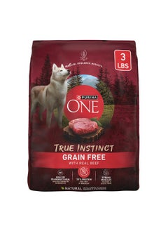 Purina ONE Purina ONE Grain Free Natural High Protein Dry Dog Food Formula True Instinct with Real Beef with Added Vitamins, Minerals and Nutrients - 3 Pound (Pack of 1)  - Image 1