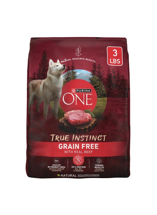 Purina ONE - Purina ONE Grain Free Natural High Protein Dry Dog Food Formula True Instinct with Real Beef with Added Vitamins, Minerals and Nutrients - 3 Pound (Pack of 1) - Image 1