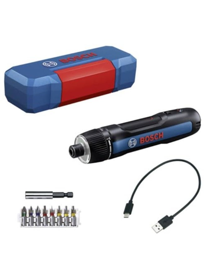 Bosch Professional Bosch GO 3 Cordless Screwdriver with 8-Piece Bit Set, Bit Holder, USB-C Cable, Mini Case