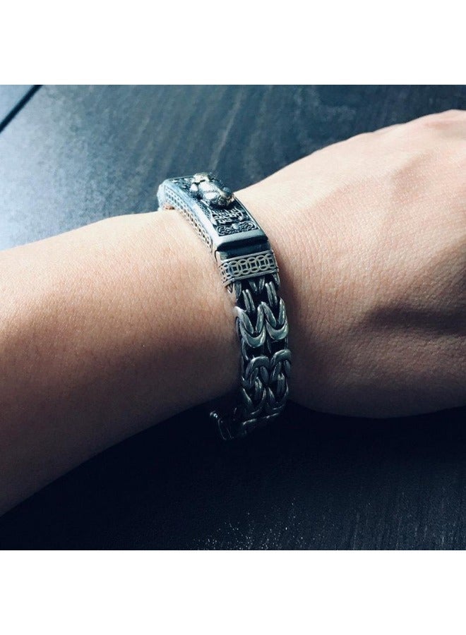 UNIVERSAL Men's Double Chain Peace Tattoo Bracelet Personalized Popular Men's Retro Bracelet - Image 3