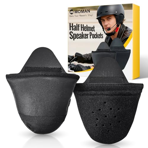 Moman HEB Half Helmet Speaker Pockets Ear Pads for Motorcycle Helmet Headset Motorbike Headphone Helmet with Narrow or Wide Straps Blocks Wind Noise Cold - Image 1