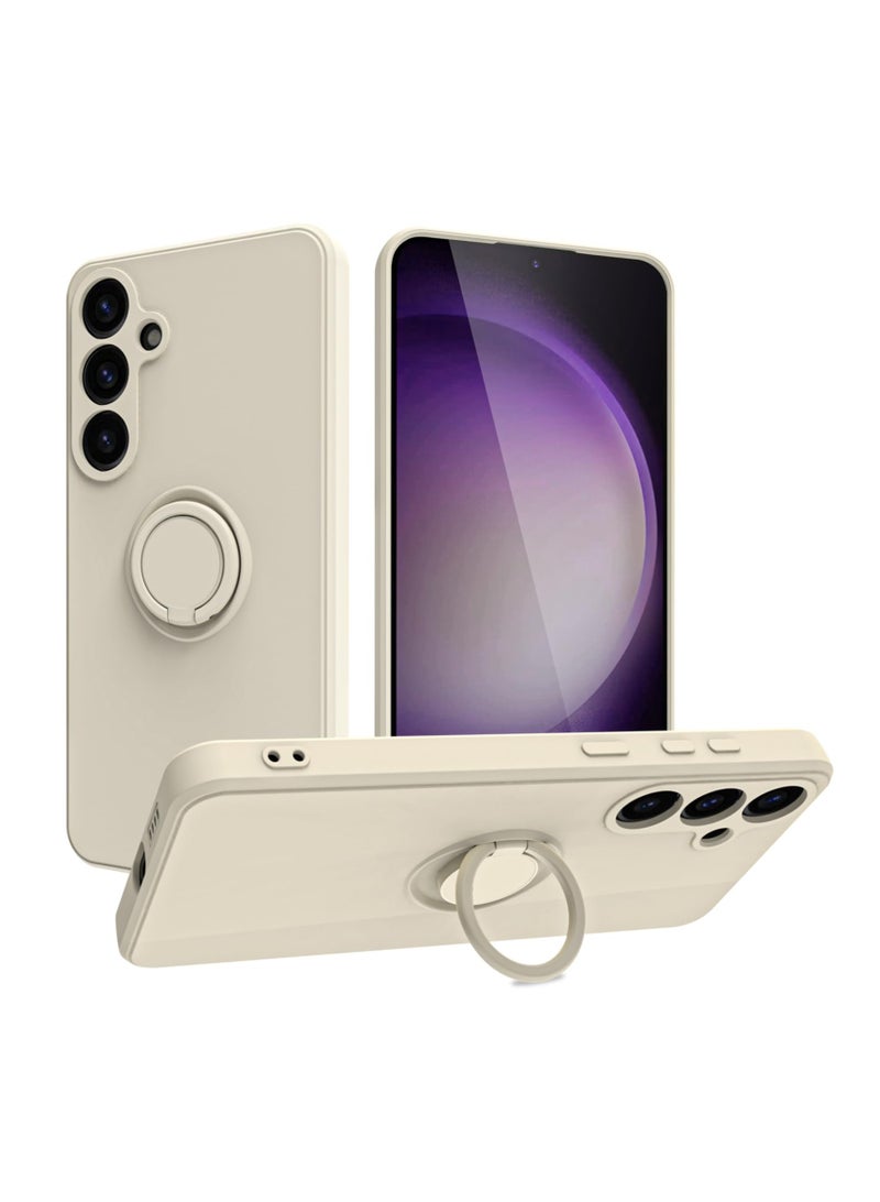 حقيبة Samsung Galaxy A36 5G مع حافة مطاطية مرنة مضادة للخدش ومقاومة للصدمات، دعم دائري مع مغناطيس سيارة، غطاء هاتف للـ Samsung Galaxy A36 5G، بلون البيج.