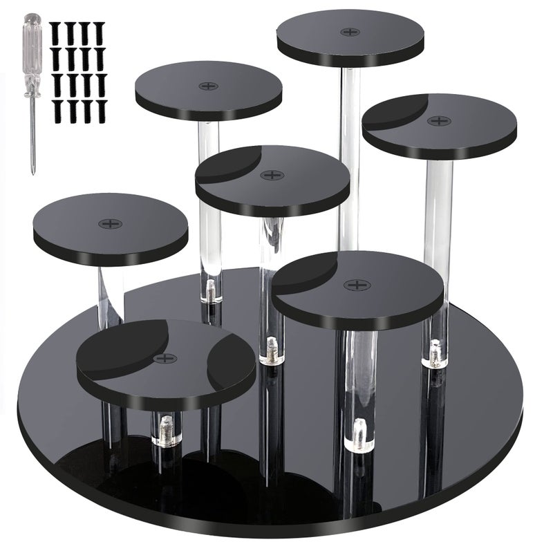Eco Moda Eco Moda Acrylic Display Stand  7Tier Black Action Figure Stand  Multilevel Acrylic Risers for Display  Collection Organizer Holder for Figures Collectibles Toys and Dolls Jewelry 