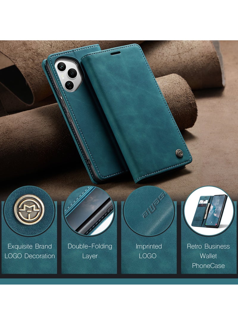 CaseMe Phone Case Luxury PU Leather Design 013 Flip Cover Card Slot Holder Cover For Honor 400 Pro (Green) - Image 3