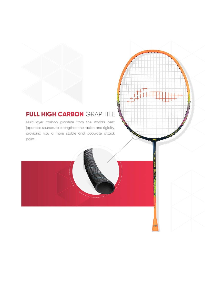 Li-Ning - Air Force 80 Lite Carbon Fibre Strung Badminton Racket with Full Racket Cover | For Intermediate Players | 80 grams | Maximum String Tension - 30lbs - Image 1