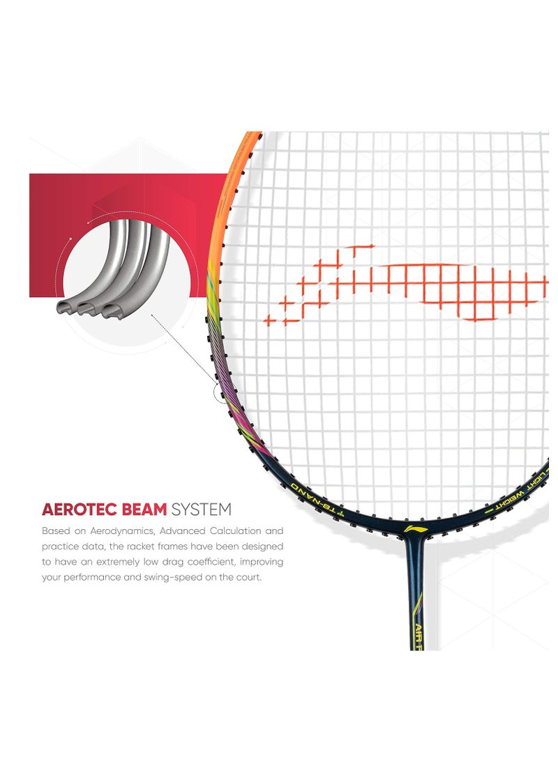 Li-Ning - Air Force 80 Lite Carbon Fibre Strung Badminton Racket with Full Racket Cover | For Intermediate Players | 80 grams | Maximum String Tension - 30lbs - Image 1