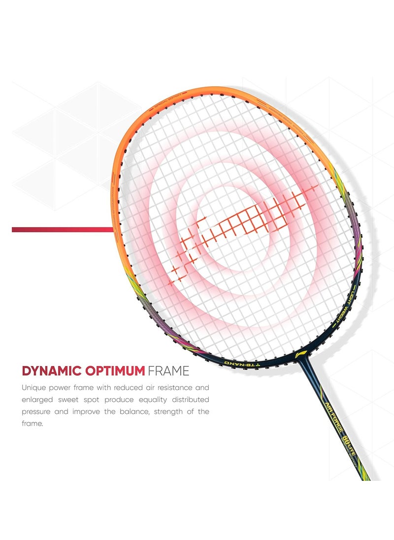 Li-Ning - Air Force 80 Lite Carbon Fibre Strung Badminton Racket with Full Racket Cover | For Intermediate Players | 80 grams | Maximum String Tension - 30lbs - Image 1