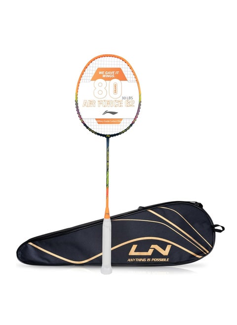 Air Force 80 Lite Carbon Fibre Strung Badminton Racket with Full Racket Cover | For Intermediate Players | 80 grams | Maximum String Tension - 30lbs