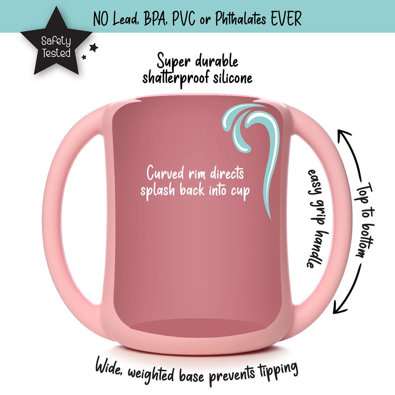 PrimaStella Silicone Baby & Toddler Training Cup with Handles (Soft Pink) - Image 2