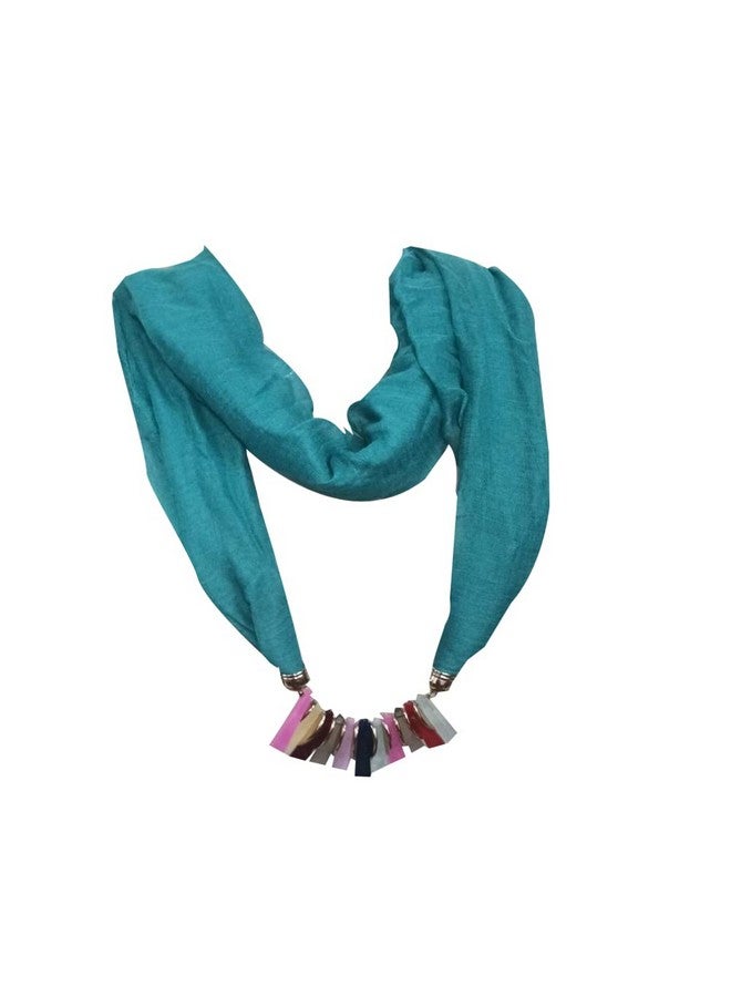 Magic MAGIC Girls Fashion Stylish Plain Necklac pendant Beads Scarves Stole (Sea Green) - Image 1