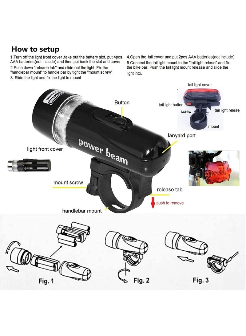 5 LED Bike Light Bicycle Front Back Light Set MTB Bicycle Headlight Taillight Cycling Safety Warning Light Bike Lamp - Image 5