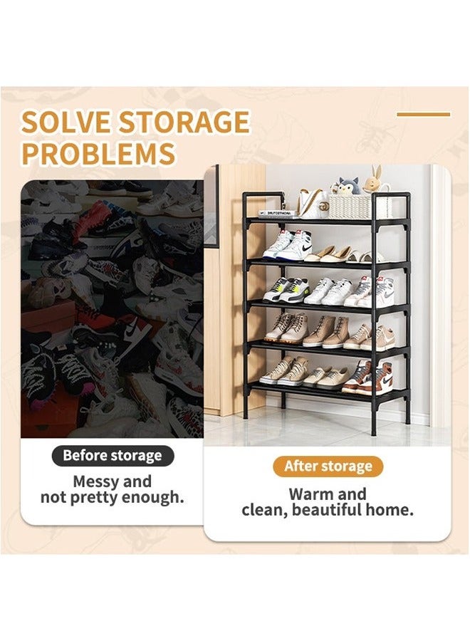 Hihonor Long Shoe Rack-Shoe Organizer 5 Tier Shoe Rack for Closet Front Door Entryway Garage, Stackable Free Standing and Freely Combinable Shoe Storage, Space Saving Small Shoe Shelves - Image 3