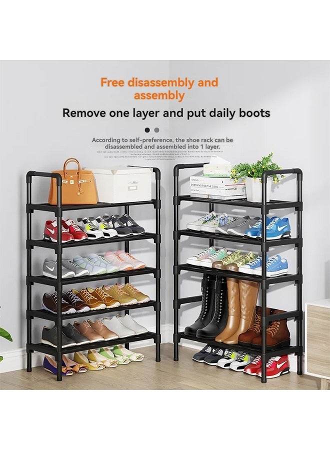 Hihonor Long Shoe Rack-Shoe Organizer 5 Tier Shoe Rack for Closet Front Door Entryway Garage, Stackable Free Standing and Freely Combinable Shoe Storage, Space Saving Small Shoe Shelves - Image 5