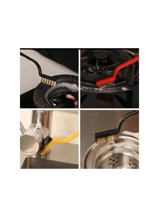 PROMASS Bathroom Kitchen Cleaning Brush Toilet Shower Tile Joints Dead Angle Hard Bristle Cleaner Brushes Gas Stove Long Handle Multi-function Cleaning Tool Copper Wire Stove Range Hood Oil Stain (8Pcs Set) - Image 5