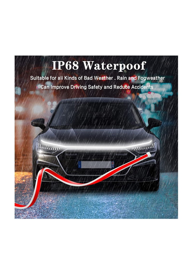 MUNTAQI 79-inch Car Hood Light Strip, Dynamic Car LED Light Strip for Exterior Daytime Running Lights, Designed for Car, Truck, SUV (White Light). - Image 5