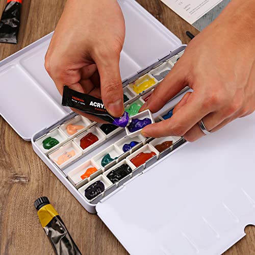 MYARTOOL Empty Watercolor Palette, Metal Watercolor Tin with Fold Out Palette, Watercolor Paint Tray Palette with 24 Watercolor Full Pans for Plein Air Painting and Sketching - Image 4