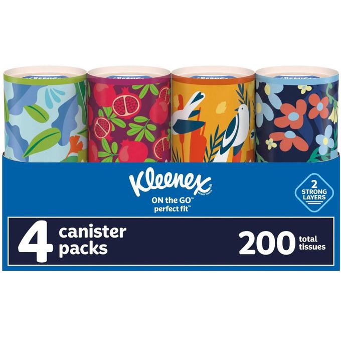 Kleenex Perfect Fit Facial Tissues, Car Tissues, 50 Tissues Per Canister, 4 Count(Canisters) - Image 1