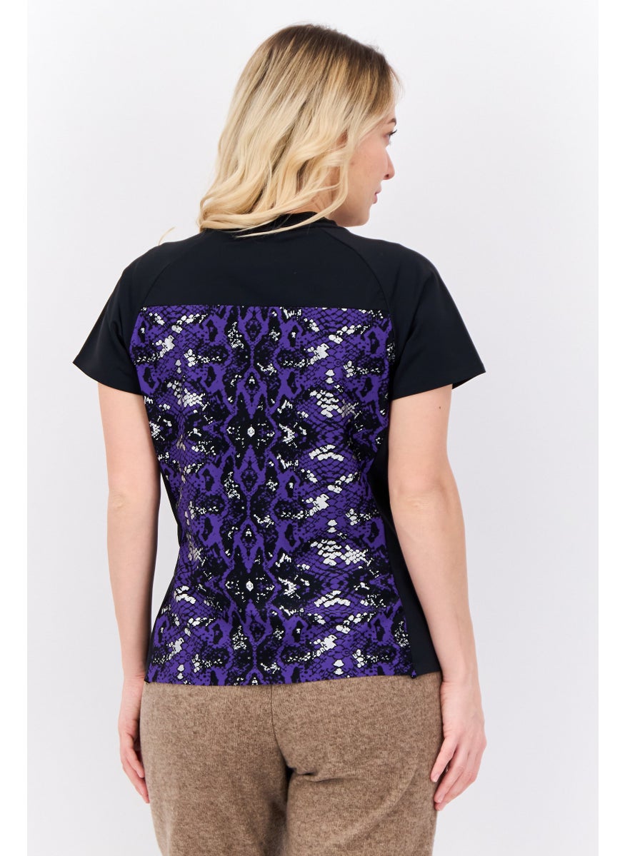 Ellesse Women Sportswear Fit Short Sleeves Running T-Shirt, Purple Combo  - Image 3