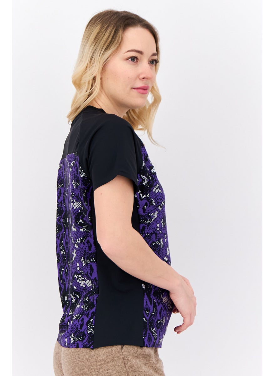 Ellesse Women Sportswear Fit Short Sleeves Running T-Shirt, Purple Combo  - Image 2