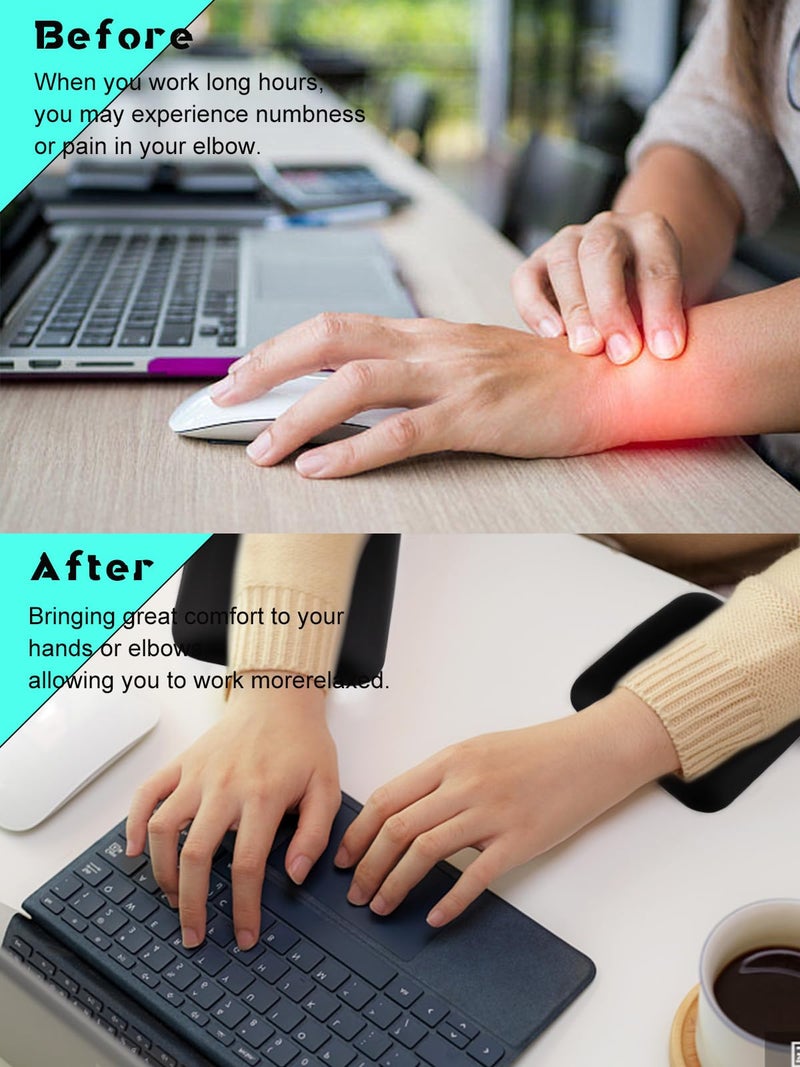 TOROKOM 2PCS Nail Arm Rest for Elbows TOROKOM Silicone Elbow Wrist Arm Rest Soft Elbow Rest for Desk Non-Slip Elbow Pad Arm Rest Support Ergonomic Elbow Rest Pad for Nail Tech，Computer Office(Black) - Image 4