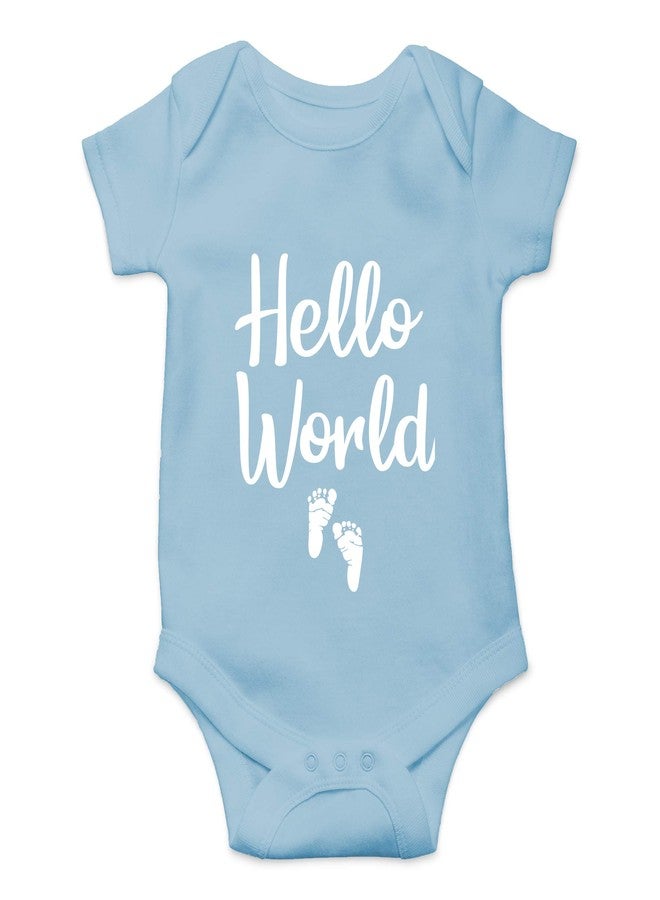 CBTwear Hello World Baby Bodysuit - Cute Boy Girl Newborn Clothes Funny Infant Unisex Comfy Humor Romper (Newborn, Light Blue) - Image 1