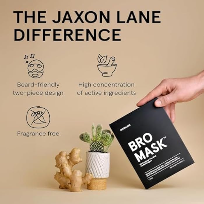 JAXON LANE BRO MASK Premium Korean Face Mask for Men (4 Pack) - Anti Aging Sheet Masks w/Hydrogel, Vitamin C, Hydrolyzed Collagen, & Hyaluronic Acid - Perfect Skin Care Stocking Stuffers for Men - Image 4