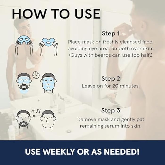 JAXON LANE BRO MASK Premium Korean Face Mask for Men (4 Pack) - Anti Aging Sheet Masks w/Hydrogel, Vitamin C, Hydrolyzed Collagen, & Hyaluronic Acid - Perfect Skin Care Stocking Stuffers for Men - Image 5