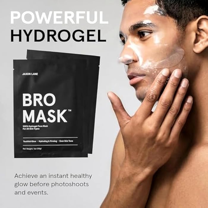 JAXON LANE BRO MASK Premium Korean Face Mask for Men (4 Pack) - Anti Aging Sheet Masks w/Hydrogel, Vitamin C, Hydrolyzed Collagen, & Hyaluronic Acid - Perfect Skin Care Stocking Stuffers for Men - Image 2