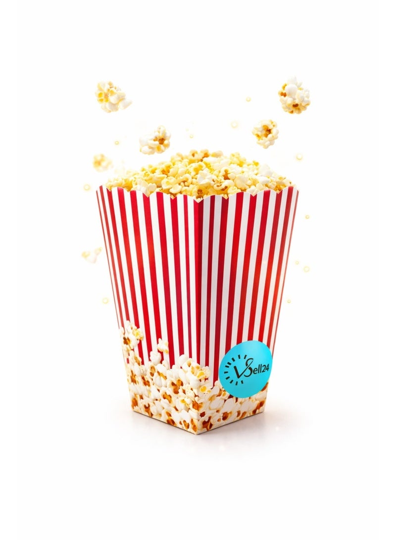 vsell24 Paper Popcorn Bucket Red and White Striped – Movie Theater, Carnival & Circus Party Popcorn Container - Image 2