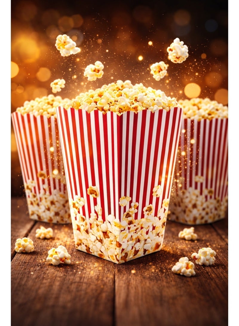 vsell24 Paper Popcorn Bucket Red and White Striped – Movie Theater, Carnival & Circus Party Popcorn Container - Image 1
