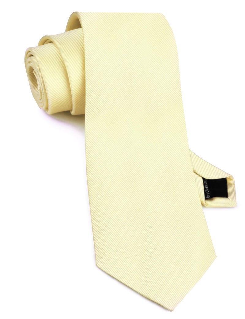 GUSLESON Light Yellow Tie for Men Classic Wedding Ties Silk Solid 8cm Business Necktie (0791-43 - Image 1