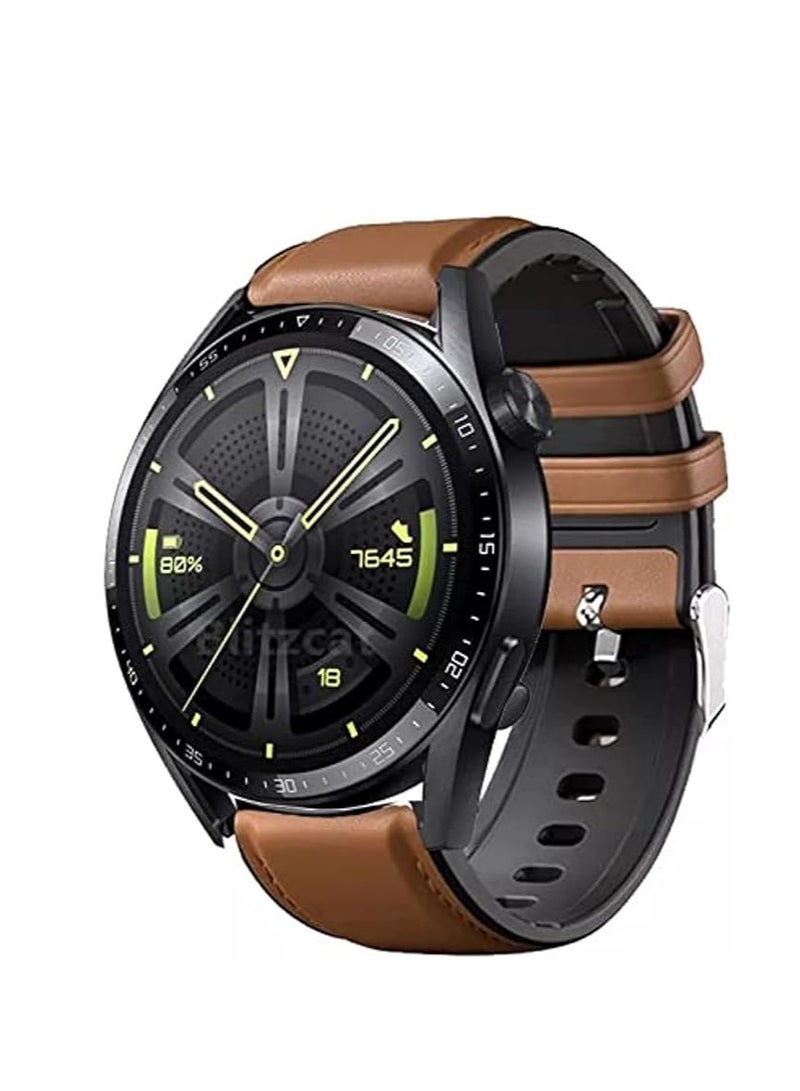 سوار جلد 22 ملم لساعة سامسونج جالاكسي 3 45 ملم /ساعة 46 ملم /جير اس 3 /ساعة هواوي GT3 46 ملم/GT2E/GT 46 ملم)/GT2 Pro/GT2 46 ملم/honor Magic Watch2 46 ملم/Amazfit GTR 4 /GTR3/3pro/2/2e - Image 3