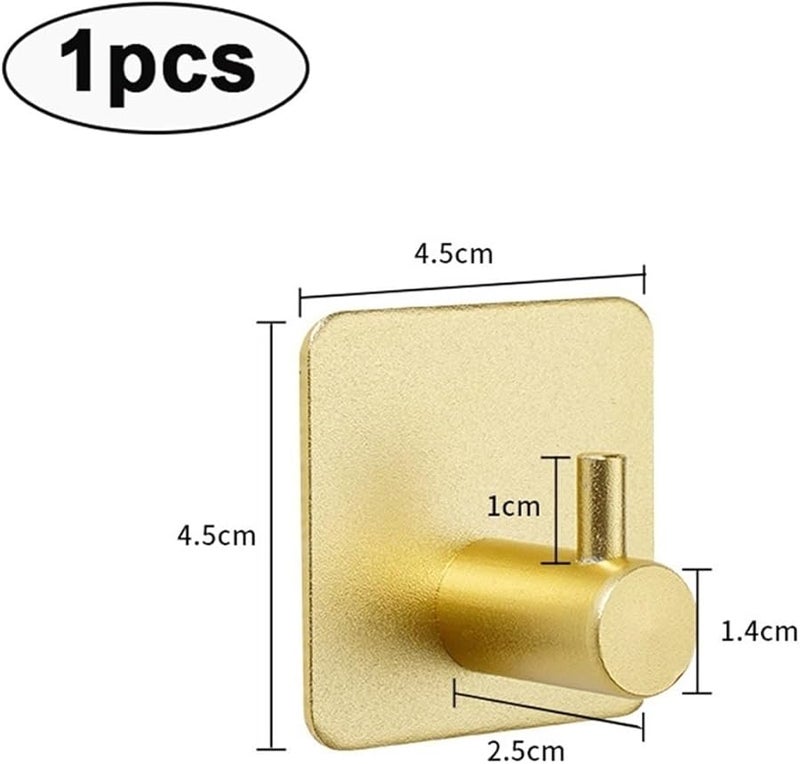 Gold Wall Hook 4 5X4 5cm Adhesive Door Key Coat Towel Rack Bathroom Kitchen Storage - Image 3