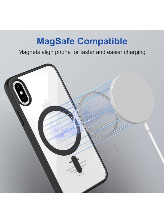 Magnetic Crystal Clear Case for iPhone X/XS Magsafe [Not Yellowing] [No.1 Strong Magnets] Slim Phone Cover - Black - Image 5