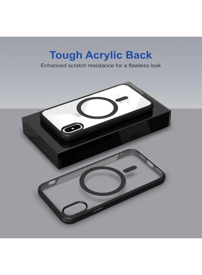 Magnetic Crystal Clear Case for iPhone X/XS Magsafe [Not Yellowing] [No.1 Strong Magnets] Slim Phone Cover - Black - Image 4