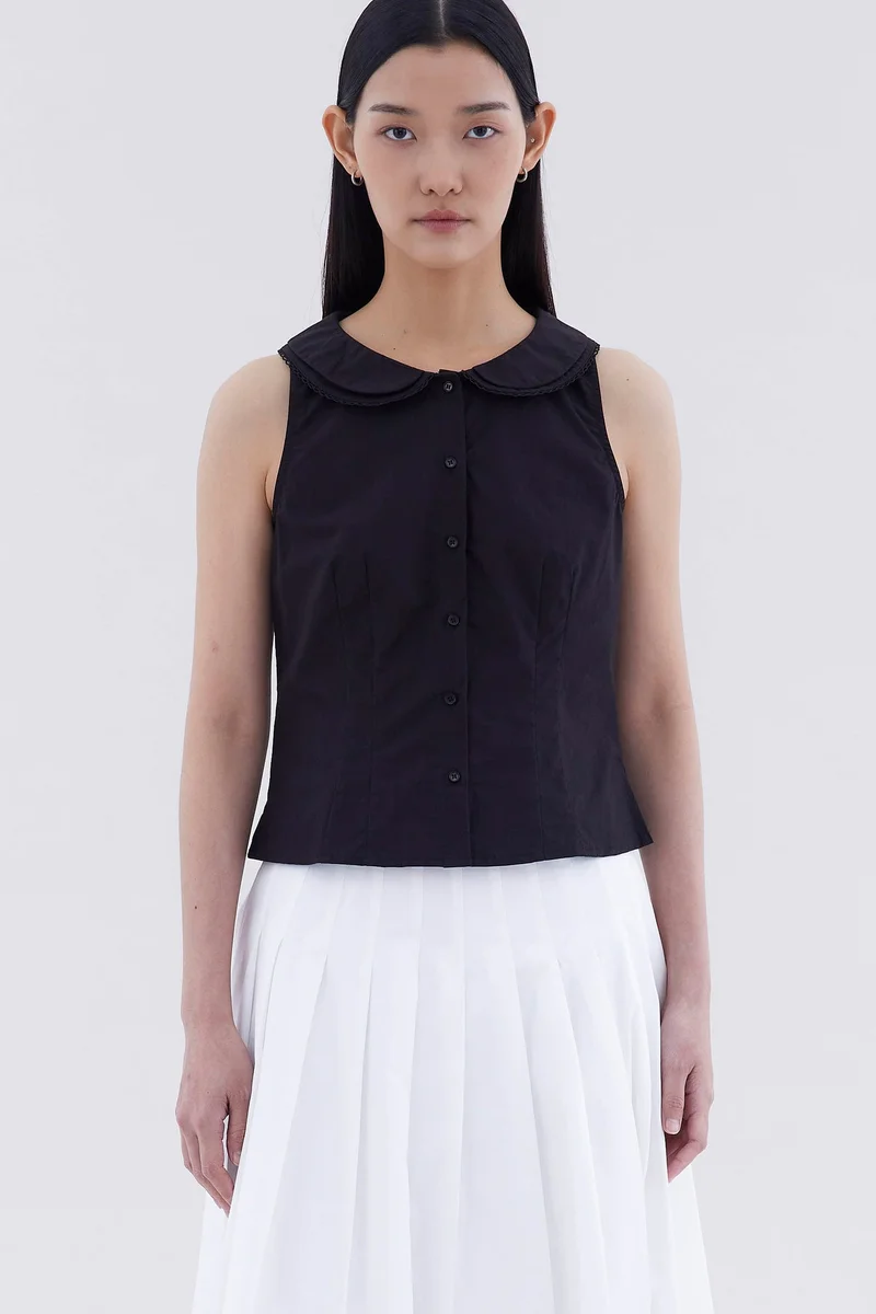 ذا اديتورز ماركت Phylene Double Collar Sleeveless Shirt