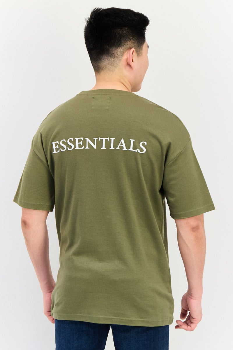 Fudo Men Crew Neck Short Sleeves Brand Logo T-Shirt, Olive - Image 4