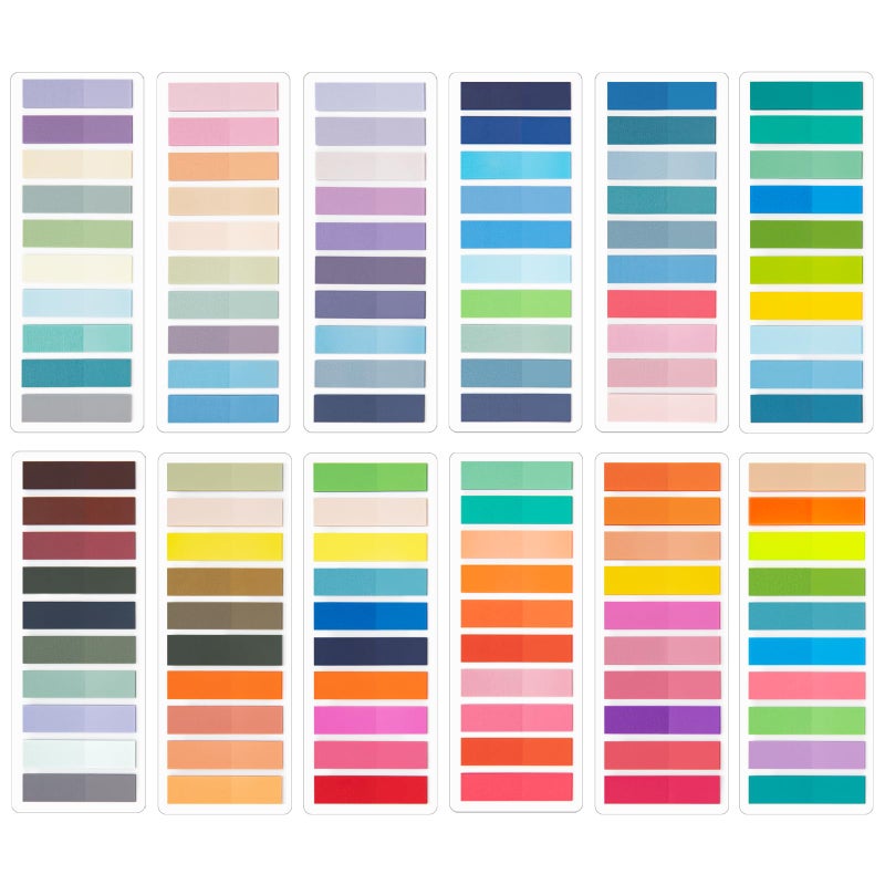 KICNIC Sticky Tabs 2400 Pcs, Pastel Book Tabs, Adhesive PET Page Tabs, Transparent Annotation Labels, Tabs for Notebooks, Small Markers for School, College, Office (120 Colors) - Image 1