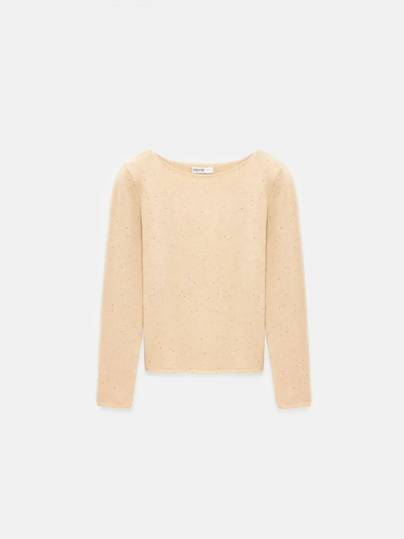 ديلفين Dilvin Boat Neck Sequin Knit Sweater