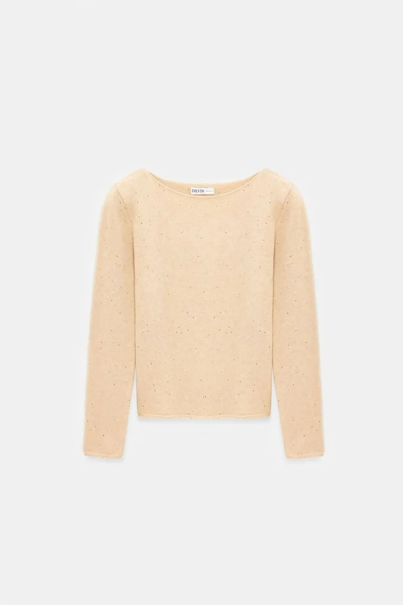 DILVIN Boat Neck Sequin Knit Sweater