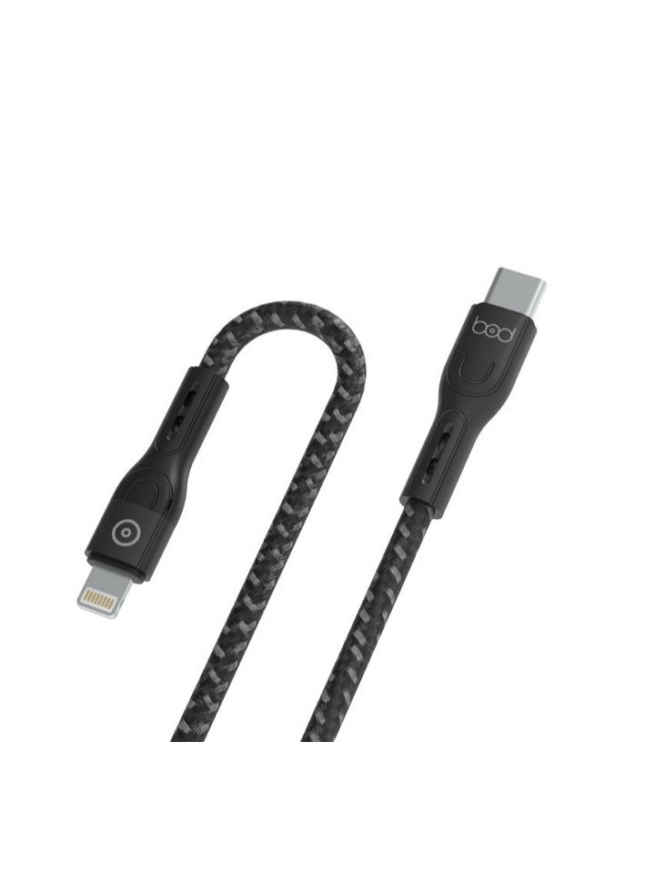 BOD - Type-C to iPhone 20w Data Sync And Fast Charging Cable 2M Black - Image 1