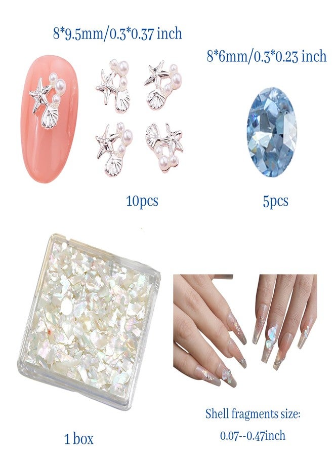 Mocomfor Ocean Nail Charms Gem Kit for Nail Techs - Mermaid Style 3D Nail Art Decorations with Starfish, Shells, Pearls - Professional Nail Supplies for Acrylic & Gel Designs - Image 2