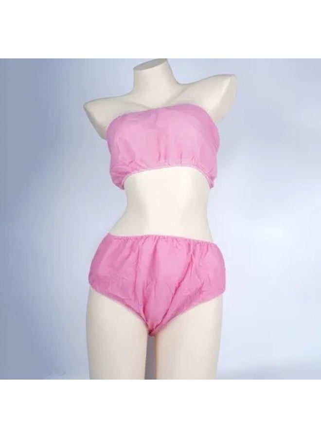 HK 50Pcs Disposable Nonwoven Bras 50Pcs Disposable Underwear Pink - Image 1