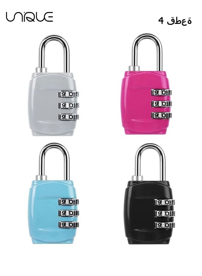 Unique 4 Pcs Luggage Locks Combination Padlocks, 3 Digit Combination Padlock Codes with Alloy Body Mini Small Combination Lock Trolley Luggage Padlock Gym Lockers Travel Bag Suit Case Bike Locks  - Image 1