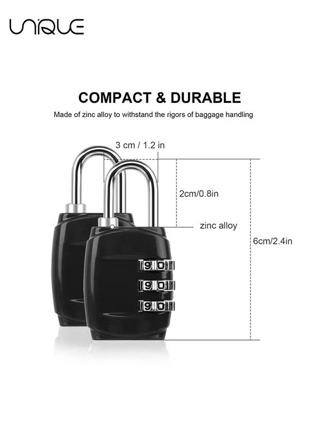Unique 4 Pcs Luggage Locks Combination Padlocks, 3 Digit Combination Padlock Codes with Alloy Body Mini Small Combination Lock Trolley Luggage Padlock Gym Lockers Travel Bag Suit Case Bike Locks  - Image 2