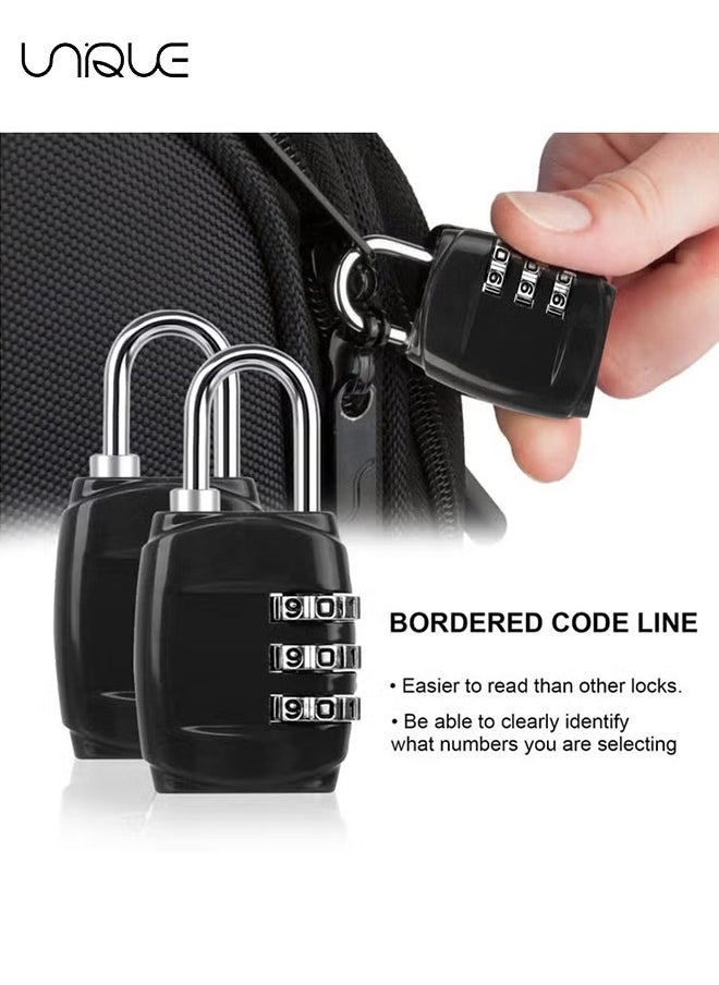 Unique 4 Pcs Luggage Locks Combination Padlocks, 3 Digit Combination Padlock Codes with Alloy Body Mini Small Combination Lock Trolley Luggage Padlock Gym Lockers Travel Bag Suit Case Bike Locks  - Image 3