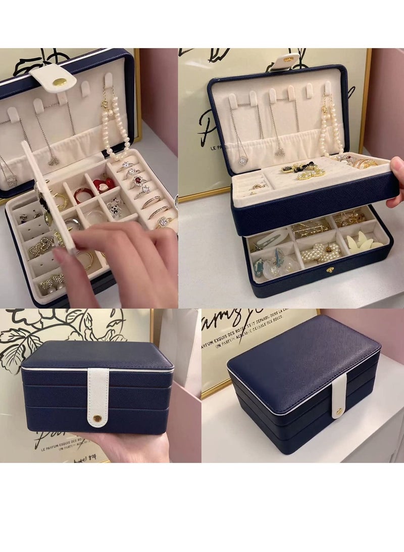 KASTWAVE Jewelry Box for Women and Girls, PU Leather Made Jewelry Organizer, 3 Layers Jewelry Storage for Rings, Earrings, Necklaces, Bracelets, Valentines Day Gifts - Image 5