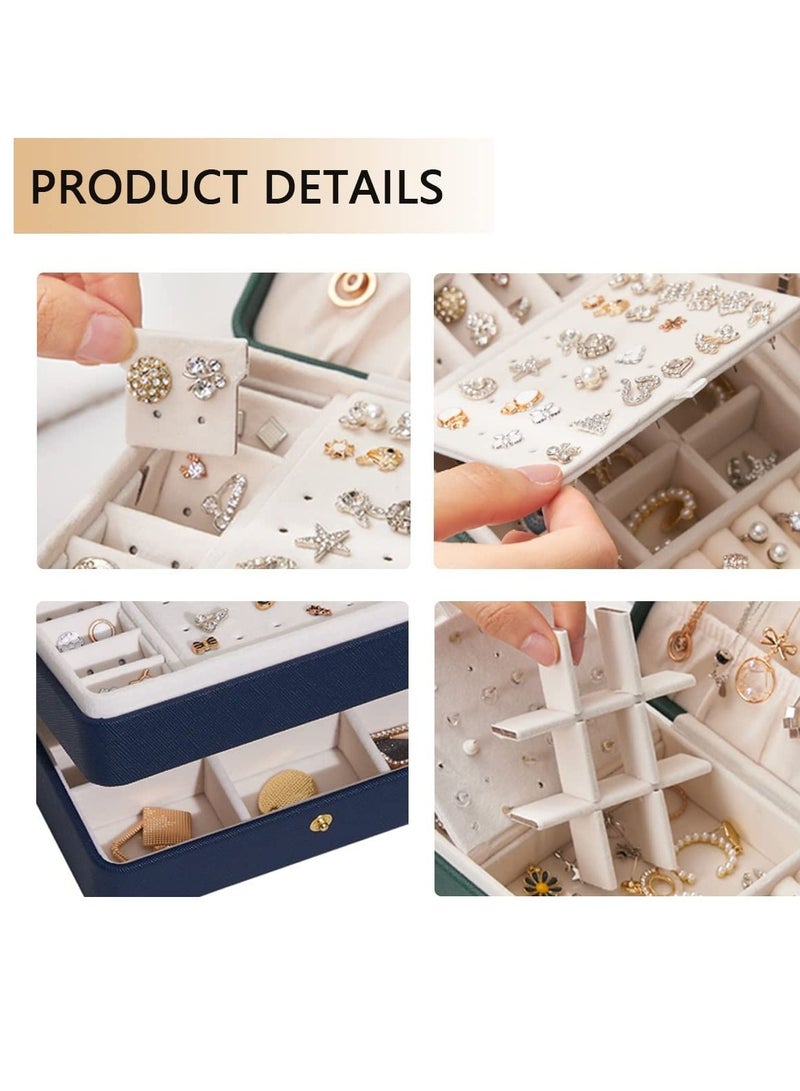 KASTWAVE Jewelry Box for Women and Girls, PU Leather Made Jewelry Organizer, 3 Layers Jewelry Storage for Rings, Earrings, Necklaces, Bracelets, Valentines Day Gifts - Image 3