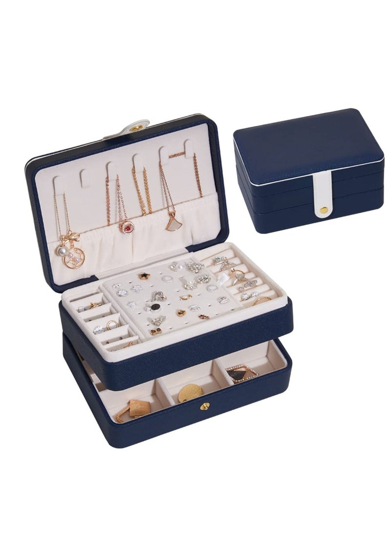 KASTWAVE Jewelry Box for Women and Girls, PU Leather Made Jewelry Organizer, 3 Layers Jewelry Storage for Rings, Earrings, Necklaces, Bracelets, Valentines Day Gifts - Image 1